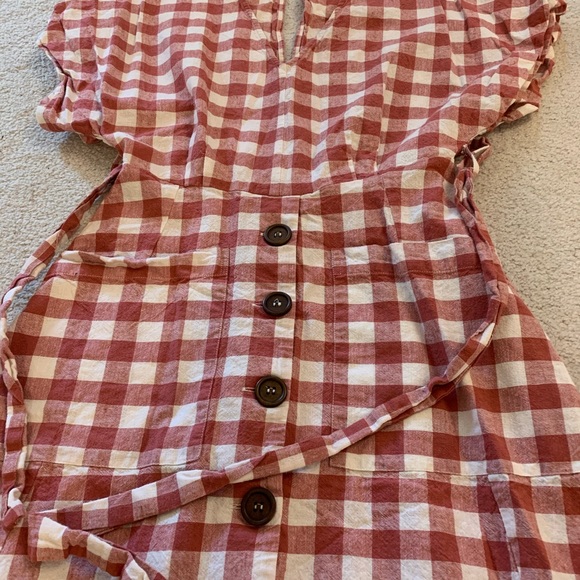 Mango pink and white plaid summer midi dress, S - Picture 5 of 8